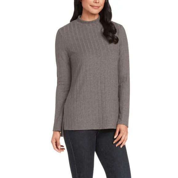 NWT Matty M Women's Long Sleeve Mock Neck Tunic Top Gray Size M $60 AA130 - Picture 1 of 3